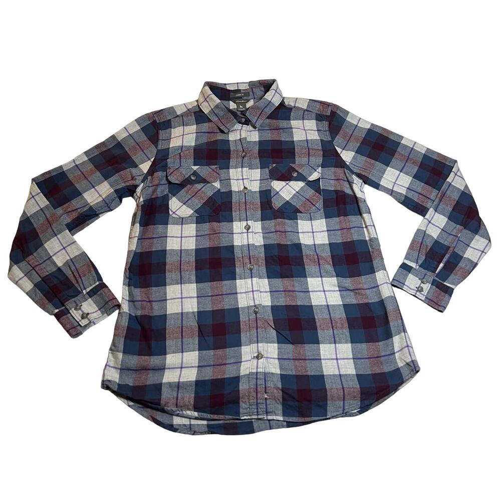 Eddie Bauer Women's Plaid Classic Fit Flannel Button Up Shirt Size Medium
